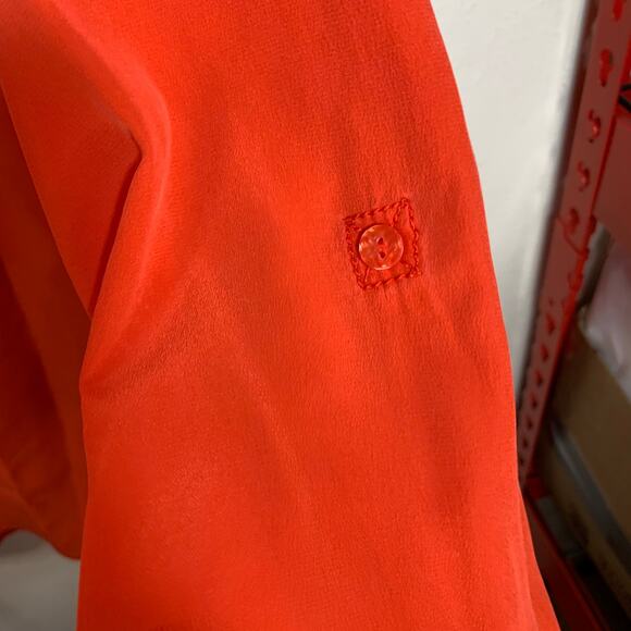 Diane von Furstenberg Orange Silk Long Sleeve Shirt Size 10 - Picture 9 of 12